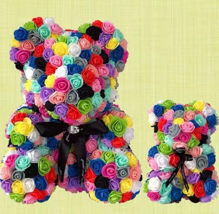 Rose Bear Artificial Flower with Box Handmade Valentine's Day Gifts