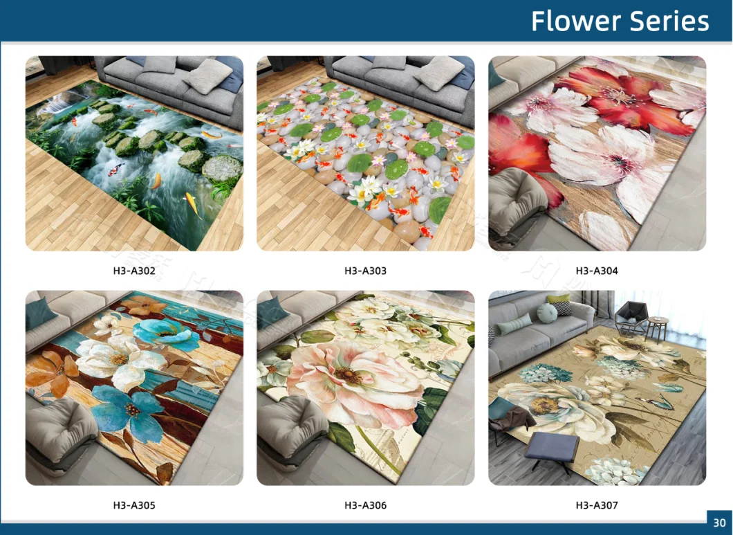 Floor Carpet Anti-Slip Embroidered Flower Shape Rug Leaf Rug for Living Room