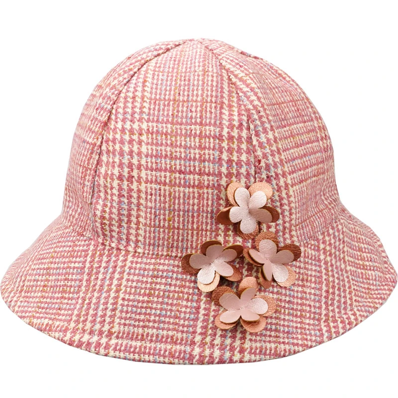 Wholesale Custom Wool Striped Baby Girls Hat with Flower Detailing