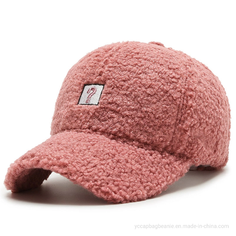 Wholesale Custom Fashion Winter Warm Lamb Wool Striped Baseball Cap