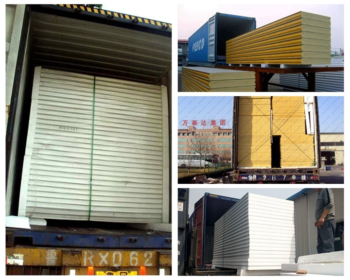 Green Building Mateial Fireproof Rock Wool Glass Wool Sandwich Panel with PU Sealed for Workshop