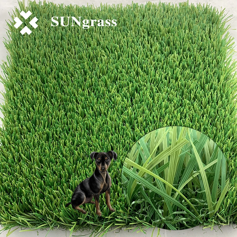 Customized W Shape Decorative Artificial Grass Carpet Rug for Garden Landscape Synthetic Grass 3-Tones