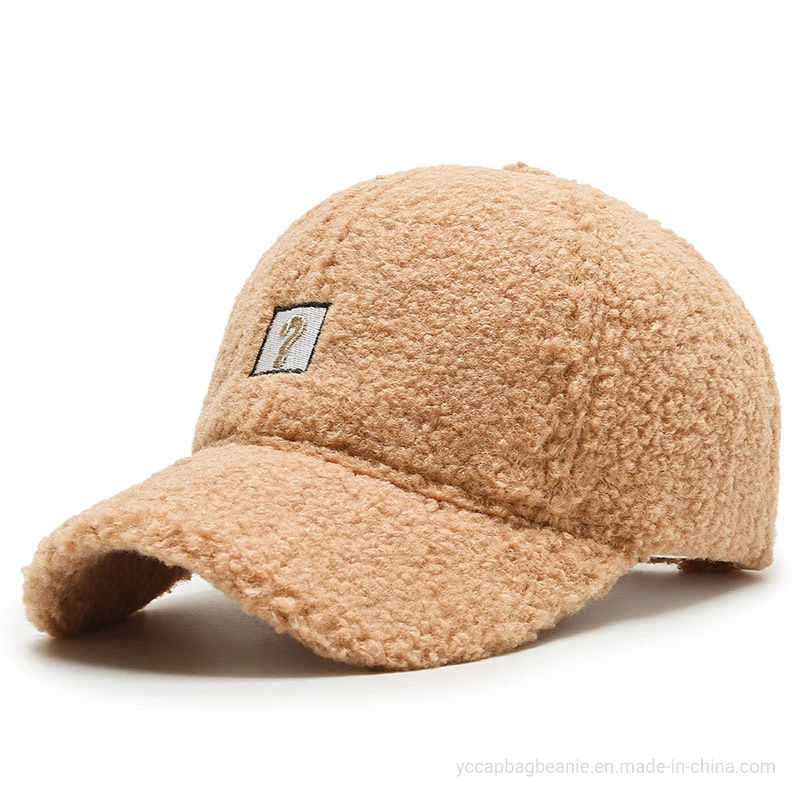Wholesale Custom Fashion Winter Warm Lamb Wool Striped Baseball Cap
