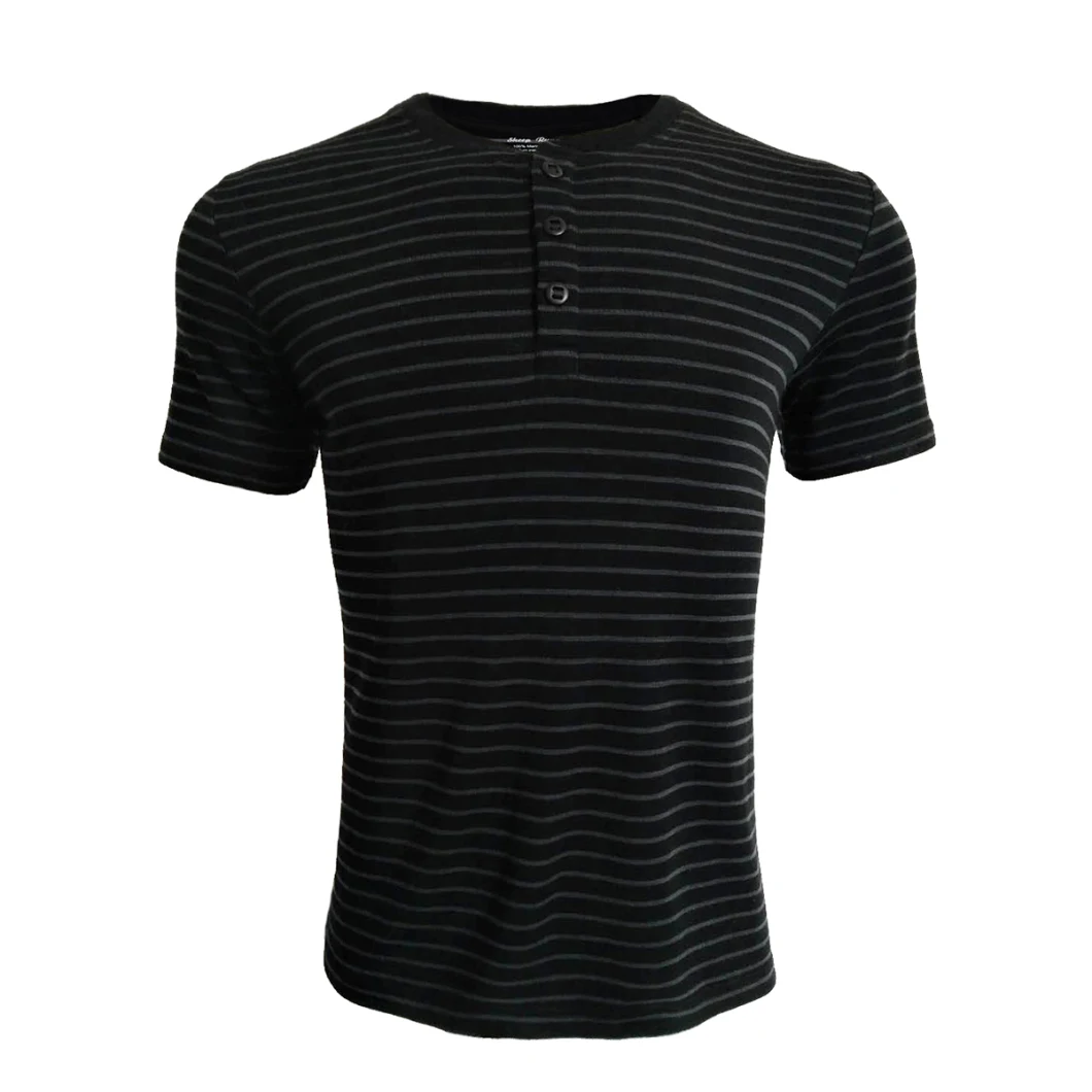 Sheep Run Men's Merino Wool Short Sleeve Striped Henley Shirt