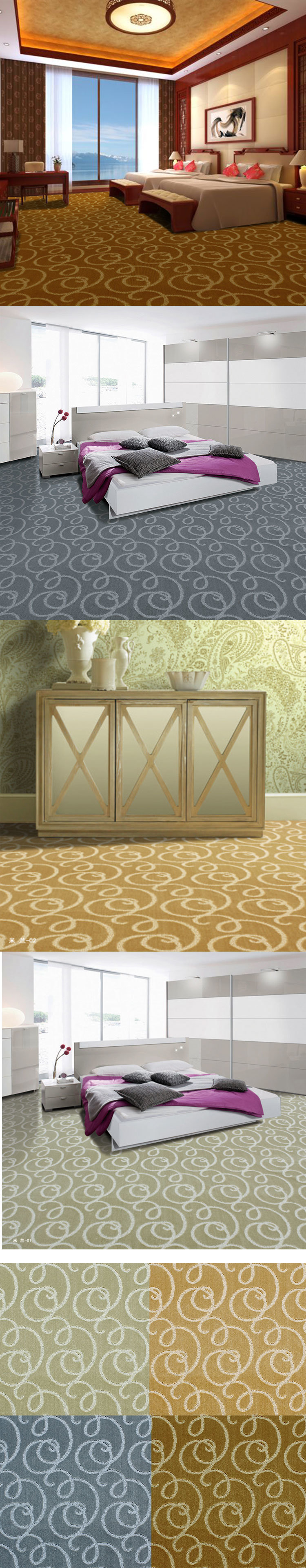 Tufted Round Wool Handtufted Broadloom Carpet Fashion Design Hot Sale Broadloom Fire-Resistant Carpet