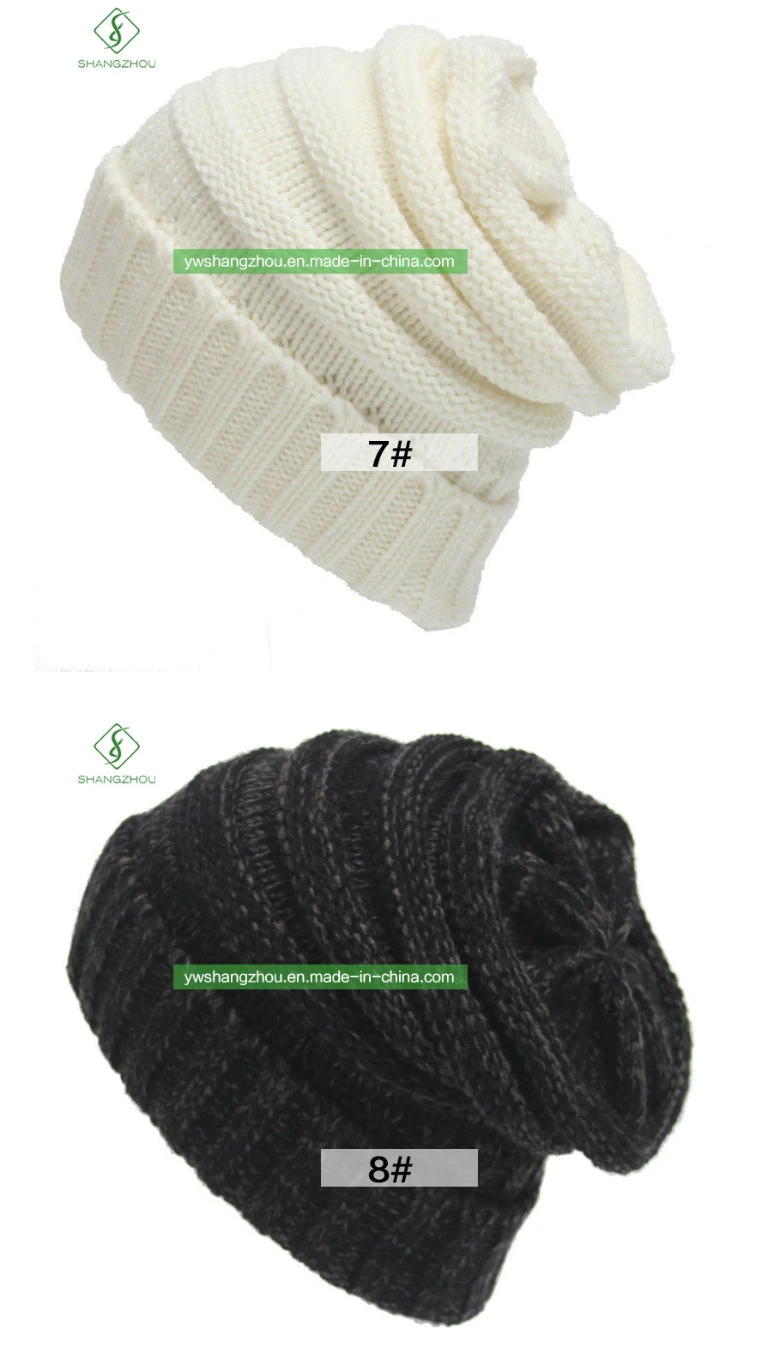 Europe Winter Striped Plain Knitting Cap Outdoor Warm Wool Cap