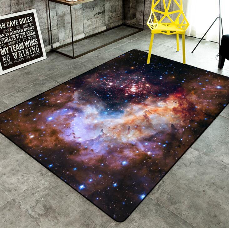 Beautiful Space Stars and Sky Clouds Universe Galaxy Night Sky Crystal Plush Carpet Rugs Custom Made