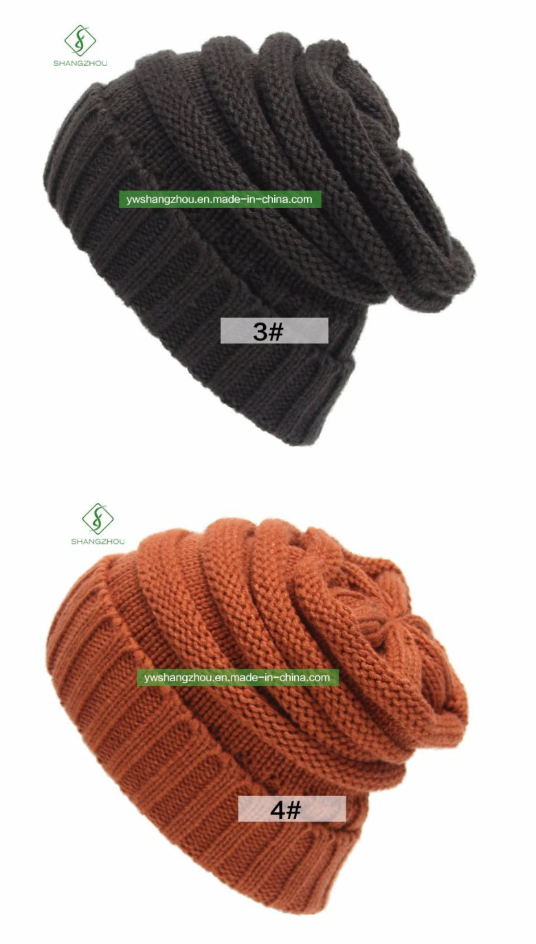 Europe Winter Striped Plain Knitting Cap Outdoor Warm Wool Cap