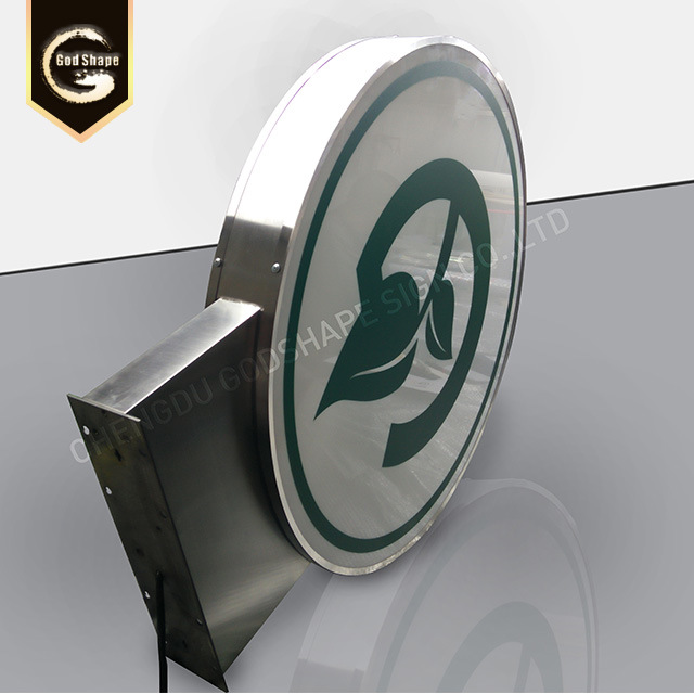 Original Color Brushed Stainless Steel 80cm Round Light Box