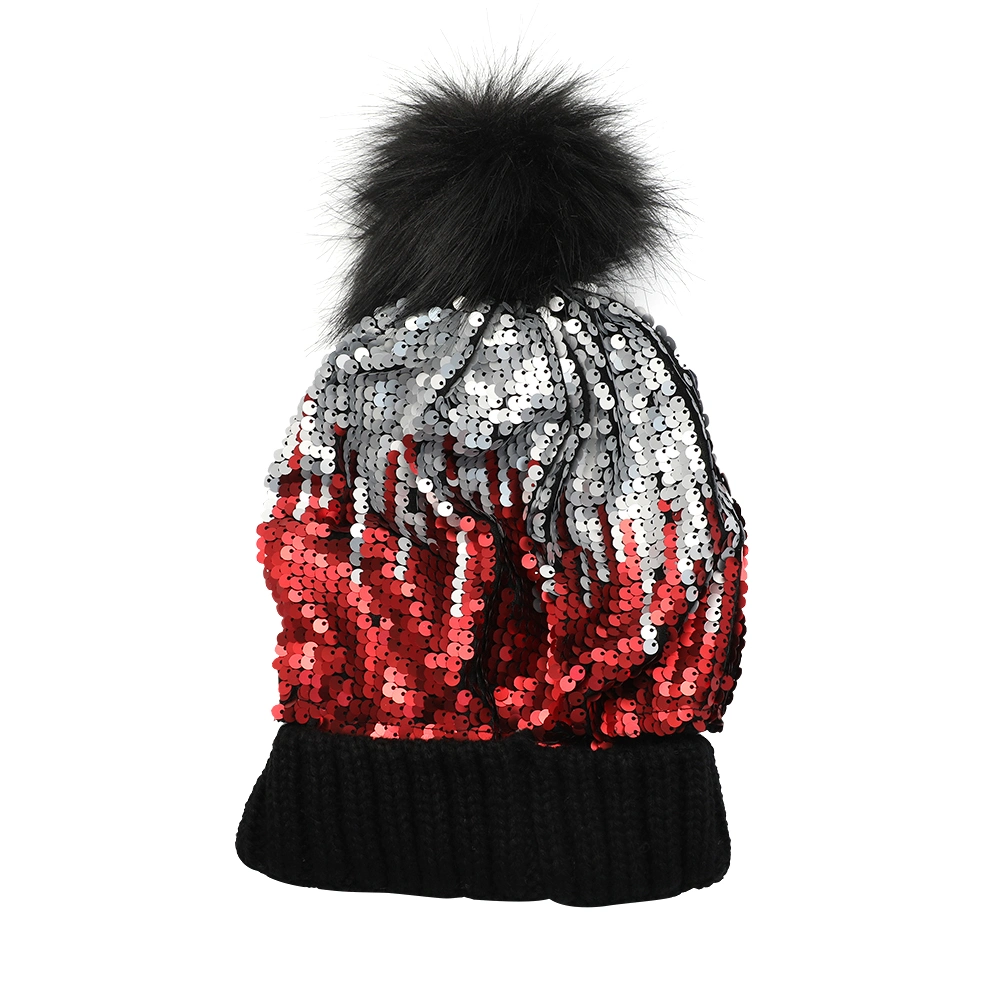 Whole Sale Handmade Crochet Personalized Men Knitted Winter Hat with Sequin