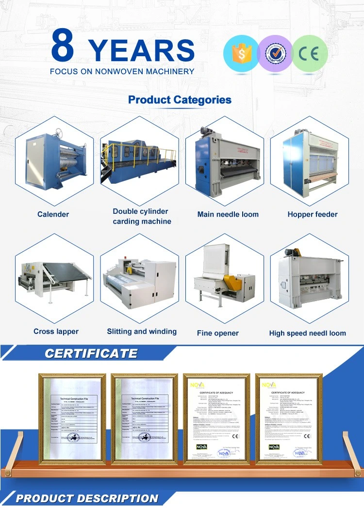 Nonwoven Carpet/Geotextiles Fabric Making Machine with Middle Speed Needle Punching Process and Fiber Carding Process.