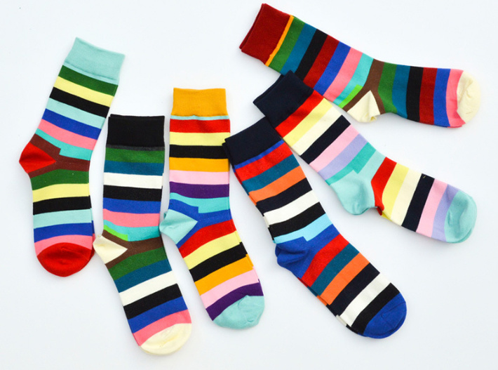 Men Socks Rainbow Striped Cotton Ankle Socks Stock