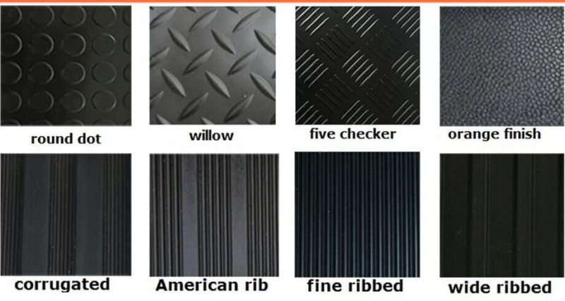 Black Fine Ribbed Patterned Garage Rubber Flooring Mats in Rolls