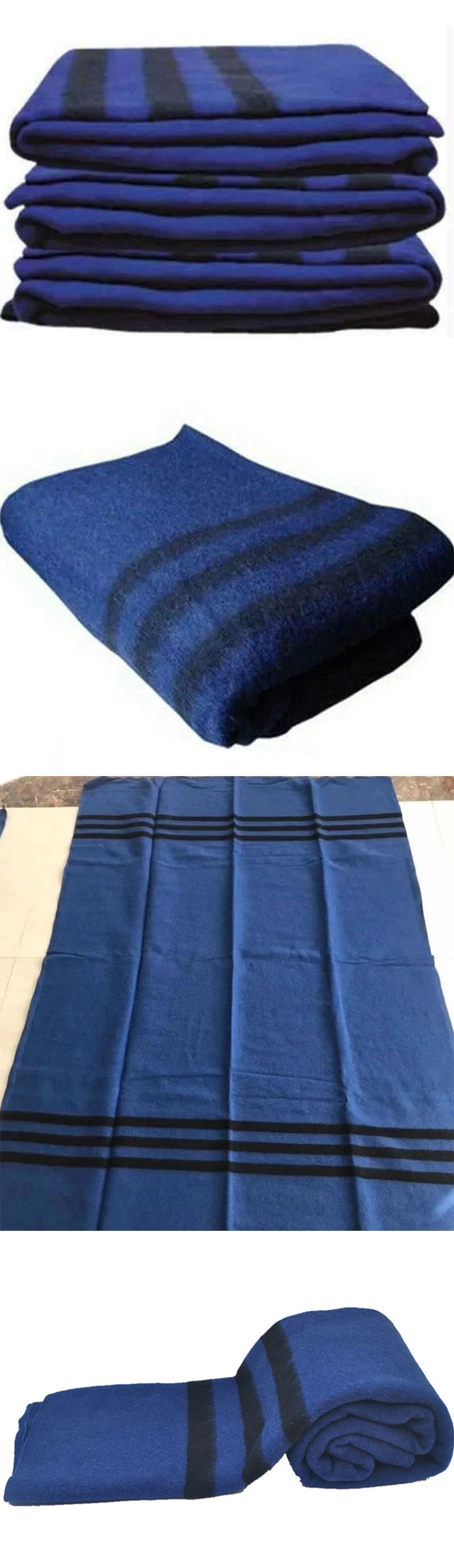 Factory Price Wool Blanket Custom Striped Blanket Woolen Camp Blanket