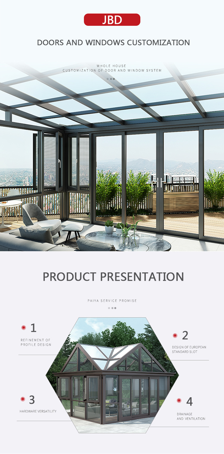 Customized Aluminum Sunroom with Laminated Tempered Low-E Glass Garden Room