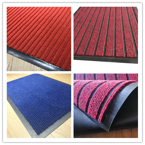 Red Waterproof Luxury Hotel Double Ribbed Carpet Mat with PVC Backing