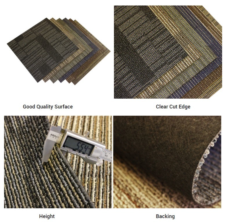 Cheap Price Polypropylene Surface with Nonwoven Backing Jacquard Carpet Tiles