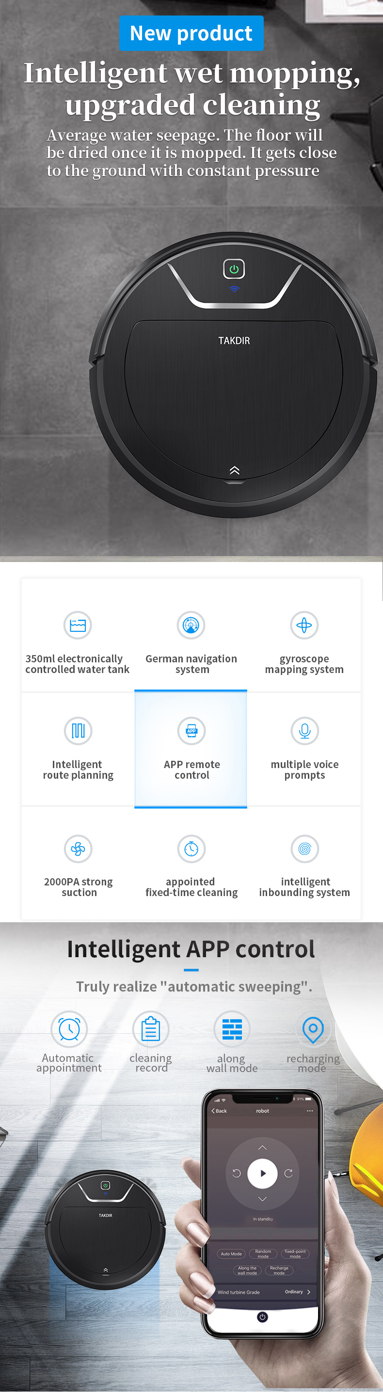 Robot Vacuum Cleaner Automatic Smart Mapping Robotic for Floors & Carpets