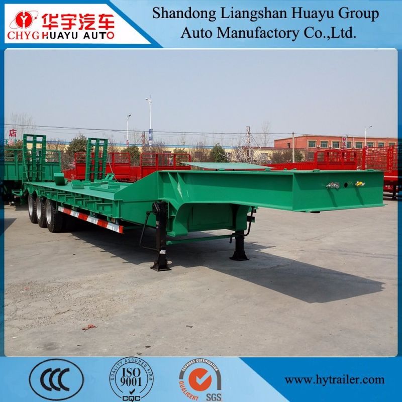 60ton 3axles Low Boy/Lowboy/Lowbed/Low Deck/Low Bed Semi Trailer with Side Extensions