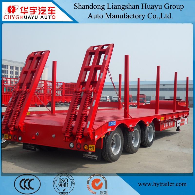 2funcations Lowboy/Lowbed/Low Deck/Low Bed Semi Trailer with Pile