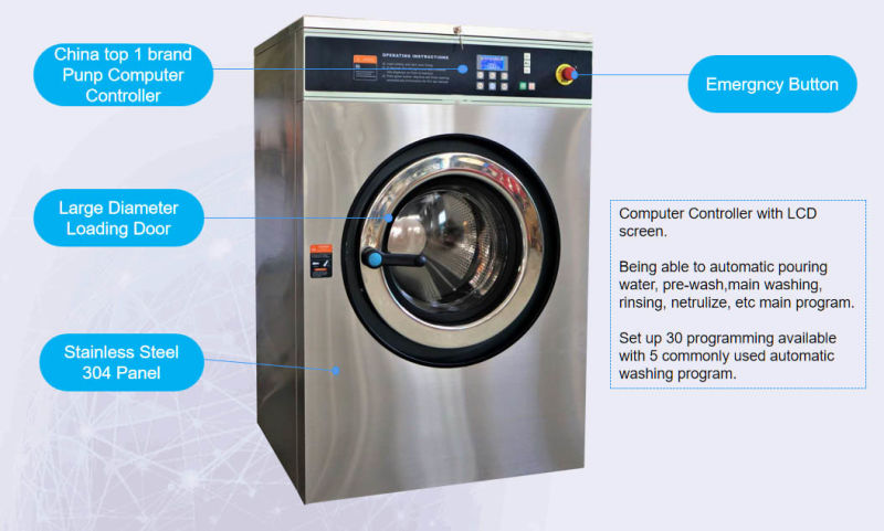 25kg Industrial Laundry Washing Equipment Washer Extractor in Laundromat