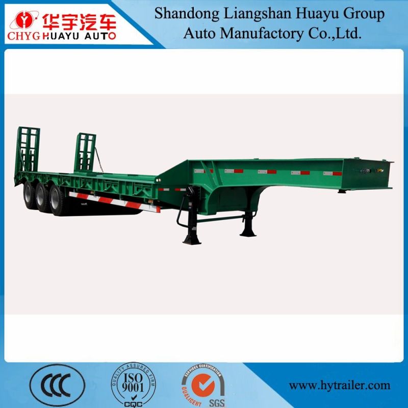 60ton 3axles Low Boy/Lowboy/Lowbed/Low Deck/Low Bed Semi Trailer with Side Extensions