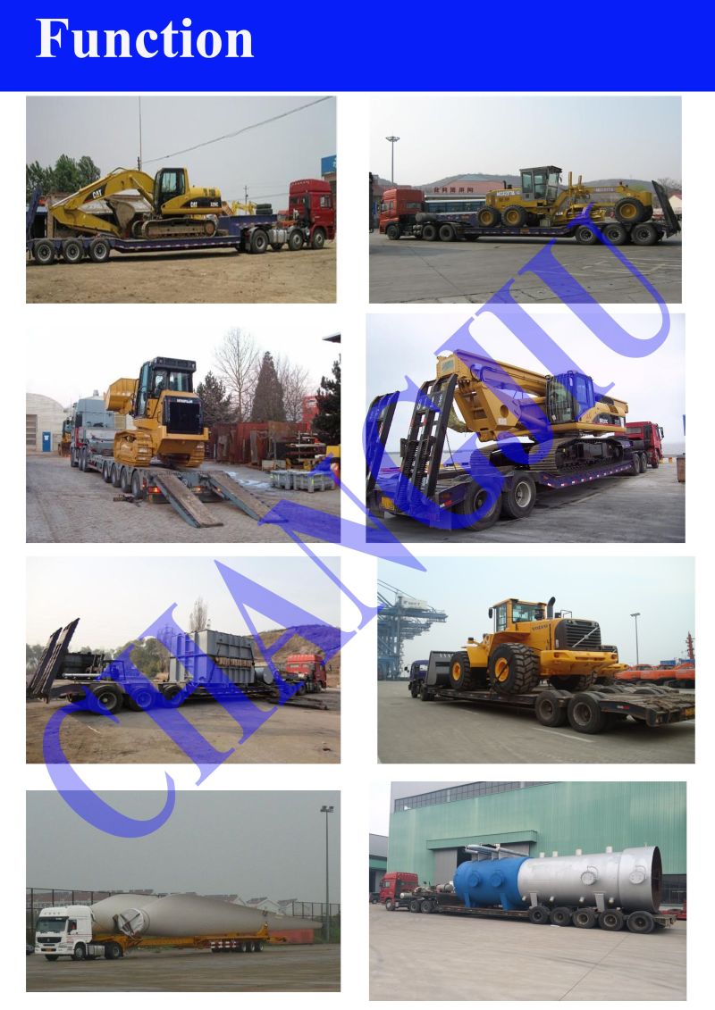 3-Axles Low Bed Semi Tra 3 Axles 40t 50tons Extendable Low Flatbed Low Bed Semi Trailer