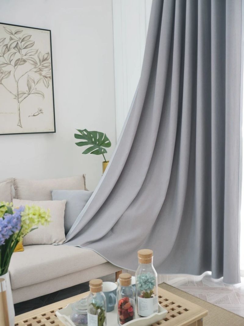Fancy Ready Made Pure Color Blackout Window Curtain for The Living Room and Hotel