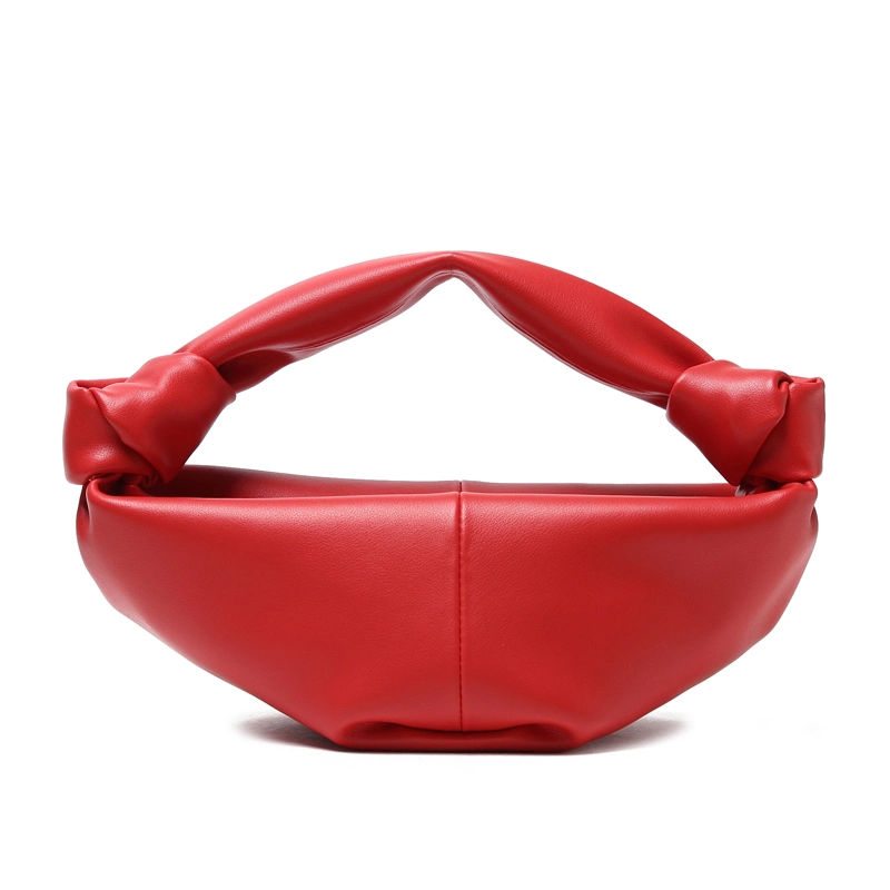 Genuine Leather Handbags Fashion Versatile Hand Carry Croissant Knotted Dumpling Bag Cowhide Handbag