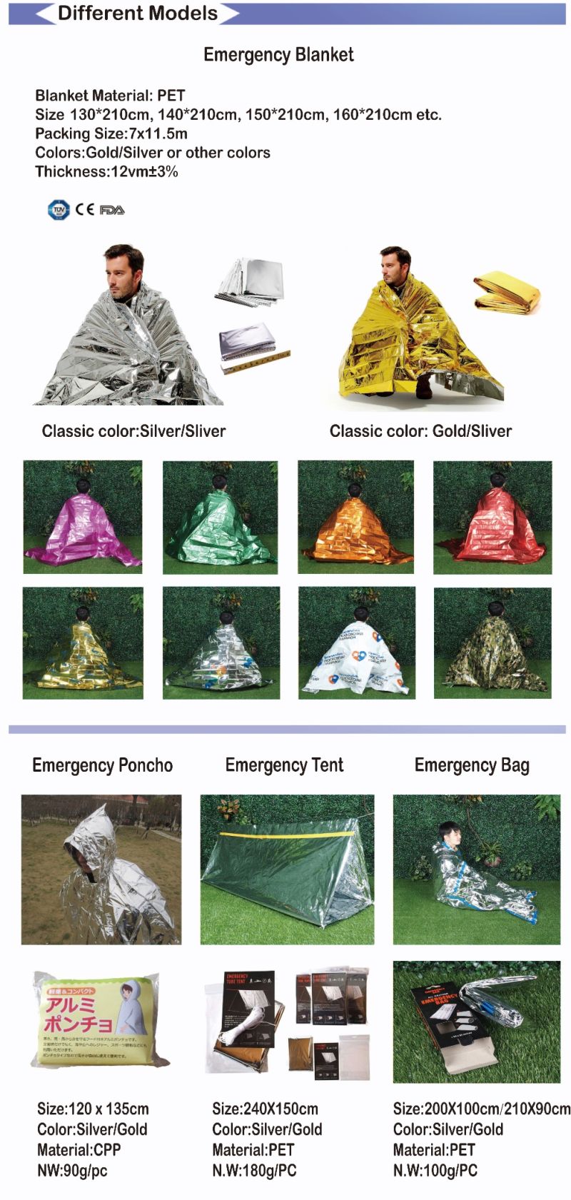 Silver Pet Emergency Blanket with Logo Printing