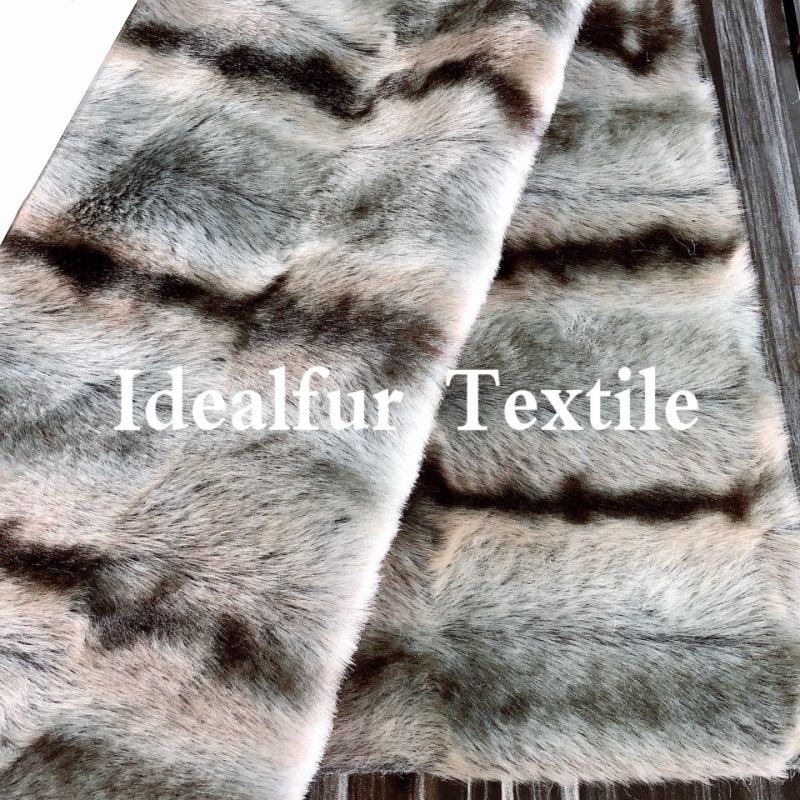 Embossed Luxury Synthetic Fur/Strip Printing Faux Animal Fur