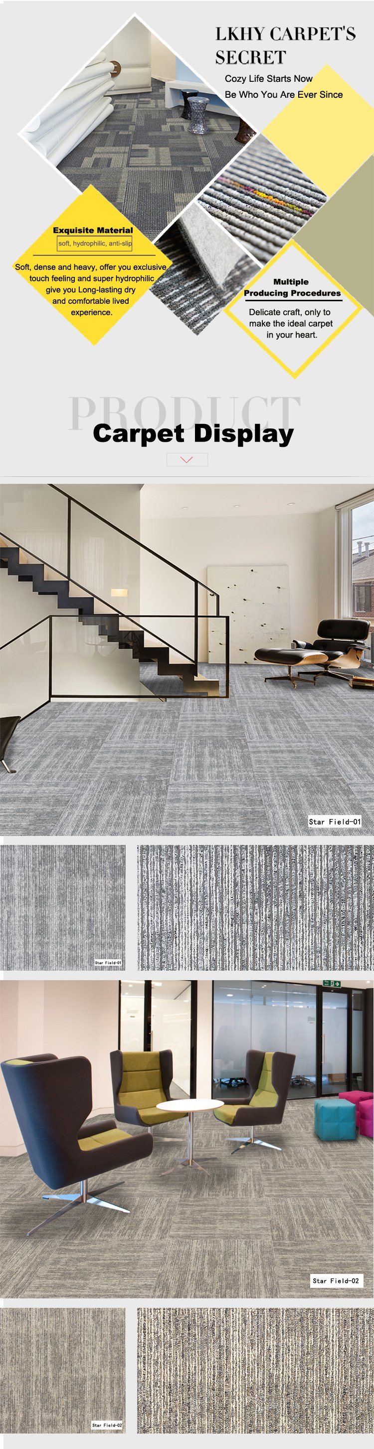 China Top 10 Carpet Brands PP Washable Anti Slip Flooring Carpet_Tiles for Home