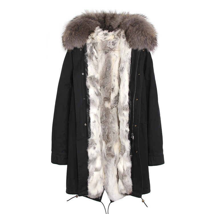 Fur Lined Parka Fox Fur Lady Winter Fur Coat Jacket