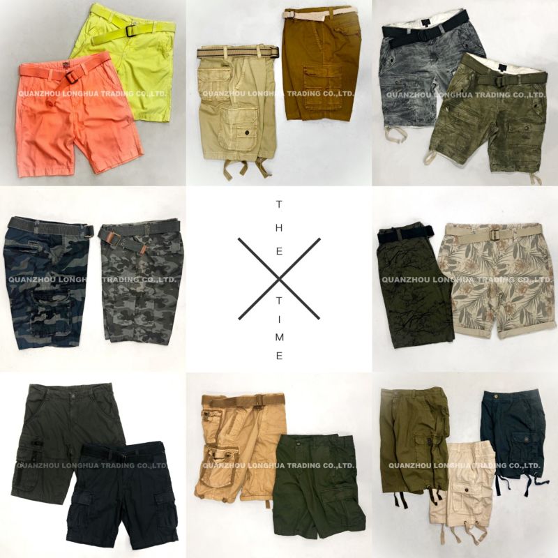 Men's Garment Dye with Belt Cargo Shorts