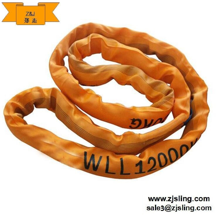 12ton Orange Polyester Webbing Soft Flexible Round Sling