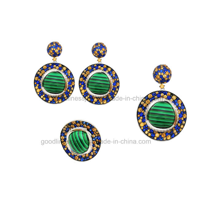 Malachite 925 Silver Ring/Pendant/Earrings Fashion Jewelry Set