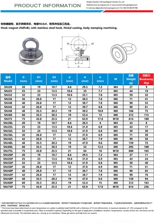 Powerful Magnetic Hooks with Eyebolt Durable NdFeB Fishing Hook Magnet