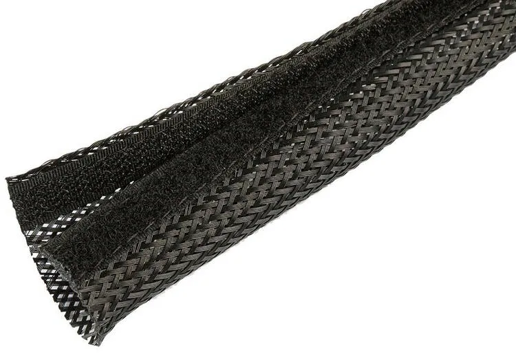 Flame Retardant Pet Braided Cable Sleeve with Hook and Loop