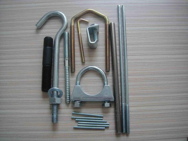 Custom Steel with Zinc Plated J Shape Hook Bolt, Hook Bolt with Nut