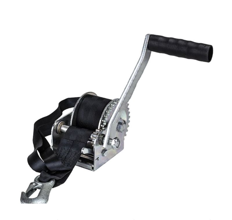 Single Speed Hand Winch 600 Lb with 15' Strap - 7" Handle