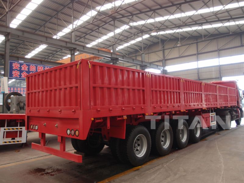 4 Axles Flatbed Trailer with Side Wall Semi Trailer