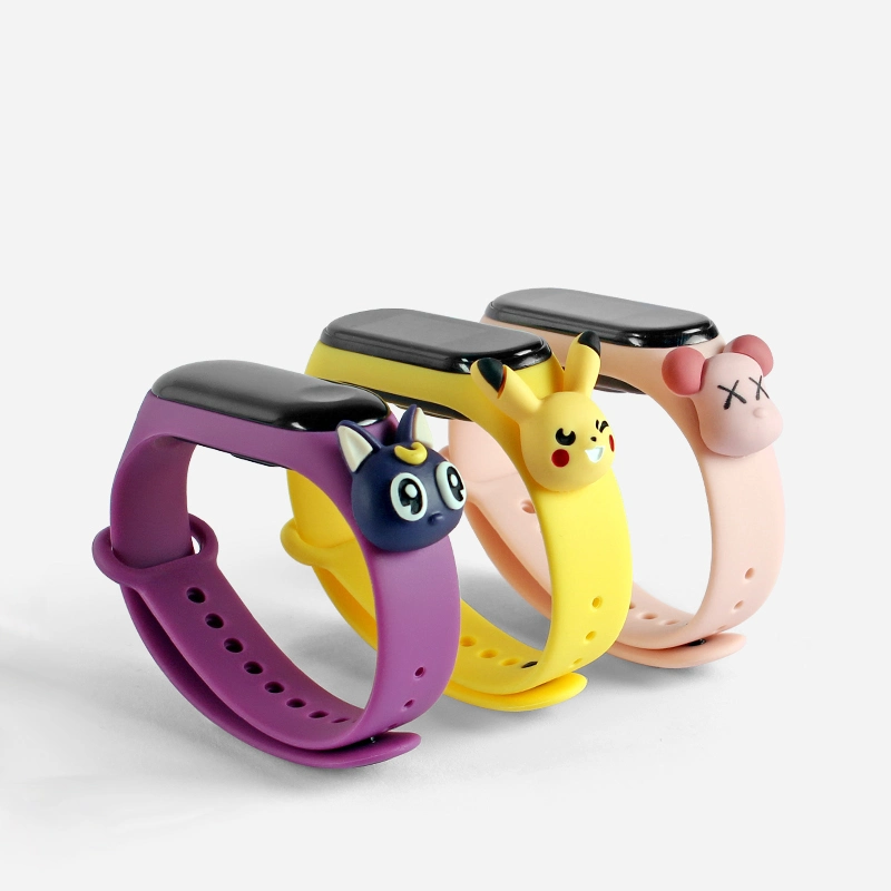 Cute Cartoon Silicone Strap Band for M3 M4 Watch Rubber Bracelet Watchbands Strap Wristband