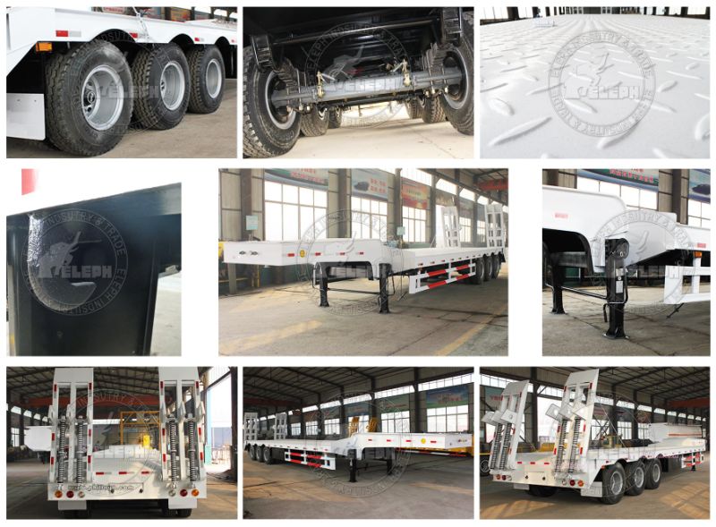 Heavy Load 70t Truck Trailer Lowboy Low Bed Machine Transport Trailers