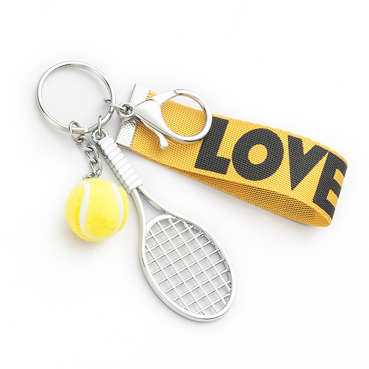 Cheap Tennis Racket and Plush Tennis Keychain with Strap