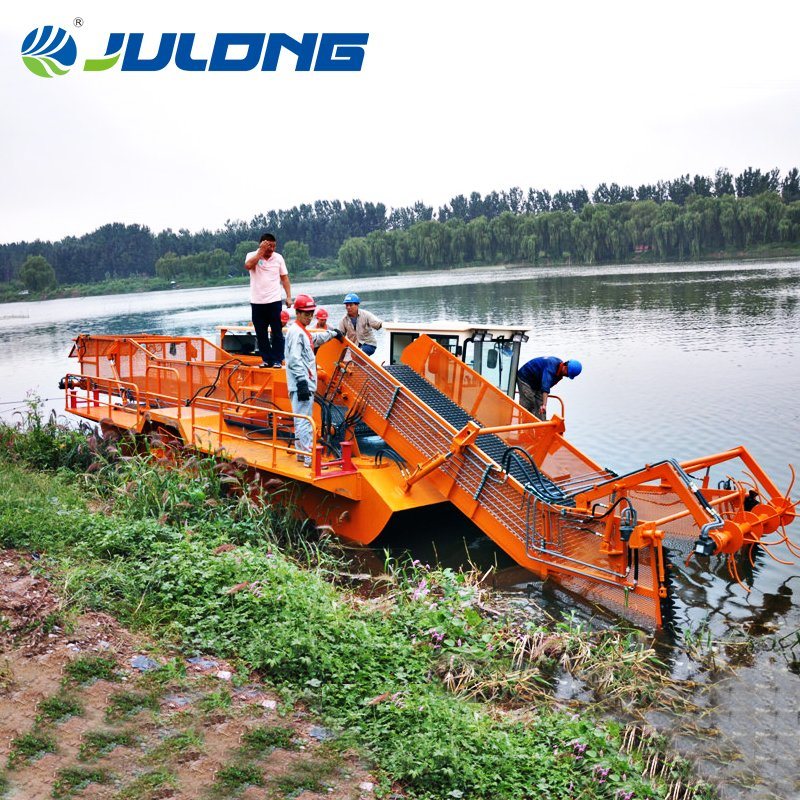 River Trash Collecting Water Surface Cleaning Aquatic Weed Mower Boat