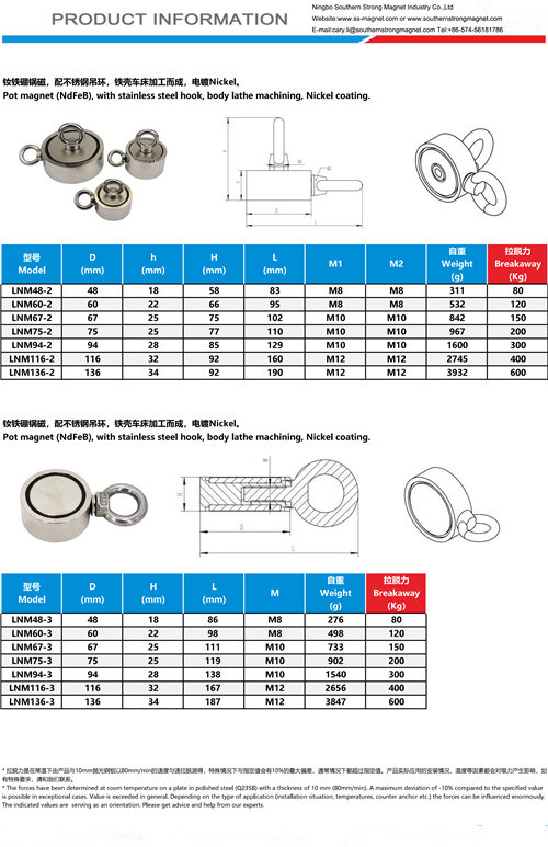 Powerful Magnetic Hooks with Eyebolt Durable NdFeB Fishing Hook Magnet