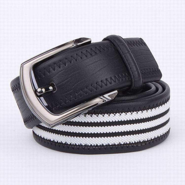 Webbing and Genuine Leather Belt Man Leisure Golf Belt (SR-13038)