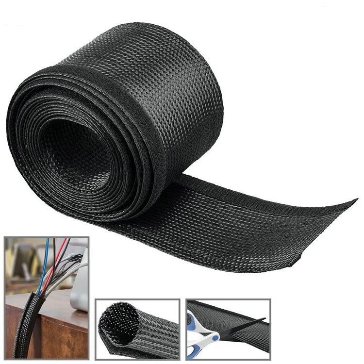 Pet Braided Cable Protector Wrap Sleeving with Hook and Loop