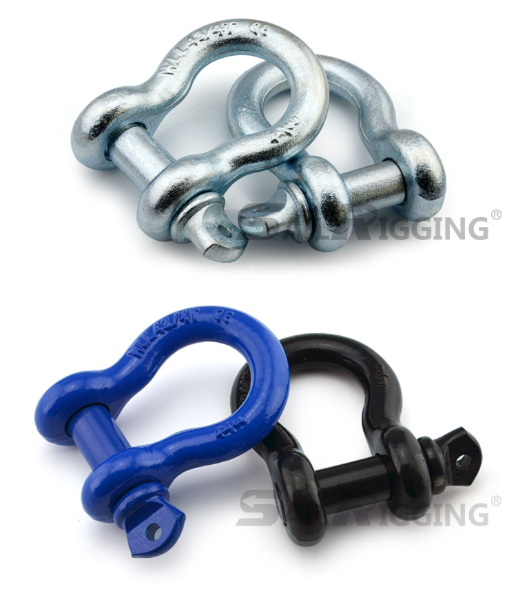 Black Painted Adjustable Bow Shackle Screw Pin Rigging