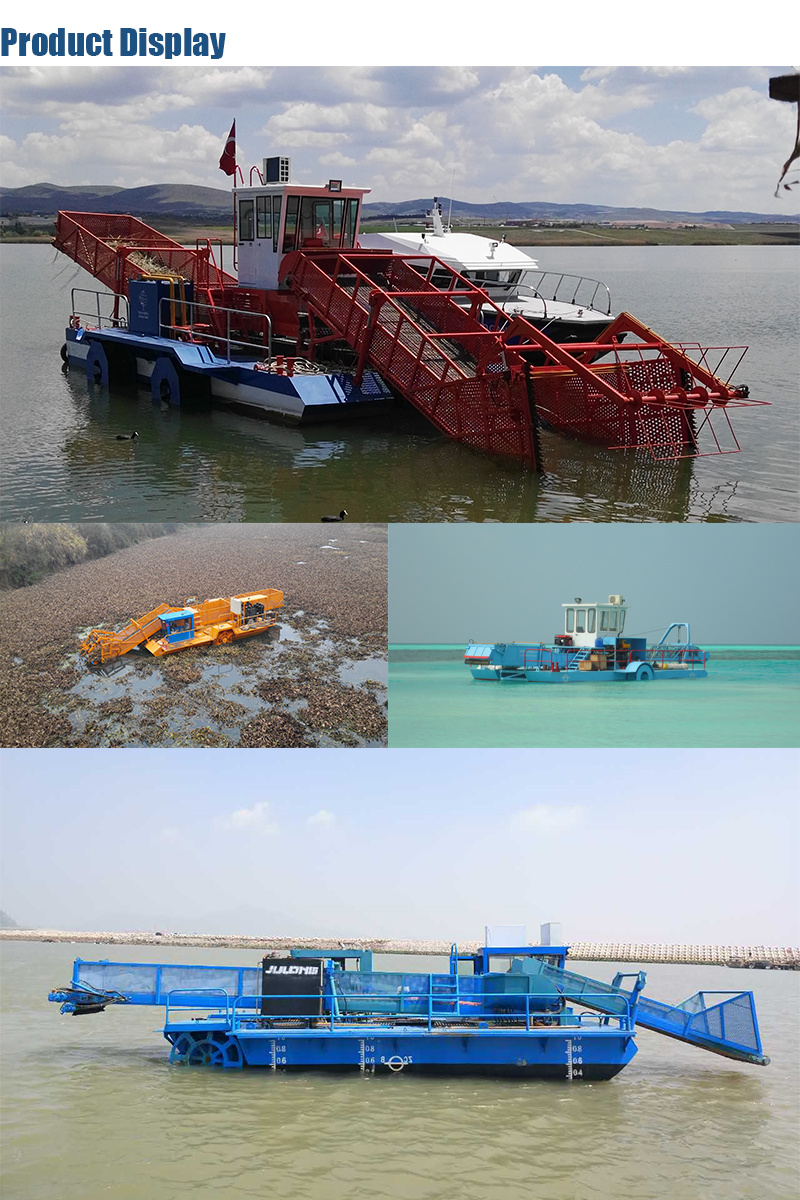 River Trash Collecting Water Surface Cleaning Aquatic Weed Mower Boat